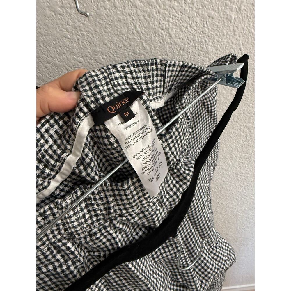 Quince 100% European Linen Gingham Pants Black White Size M - Picture 4 of 4
